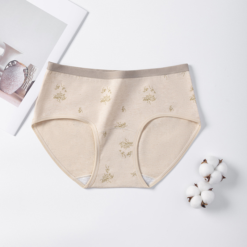 Moteriški medvilniniai apatinių kelnaitės su juosmeniu, vidurinis juosmuo, 40-count plokščias audinys, intarpas iš medvilnės