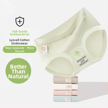 Lyocell medžiagos moterų apatiniai, antibakteriniai, be siūlių, vidutinio juosmens, medvilninė įdaila intymiai sričiai