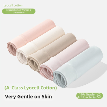 Lyocell medžiagos moterų apatiniai, antibakteriniai, be siūlių, vidutinio juosmens, medvilninė įdaila intymiai sričiai