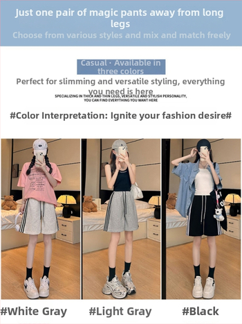 Moterų medvilniniai sportiniai šortai, aukštas liemuo, platūs A linijos siluetas, lengvas audinys, vasara 2025