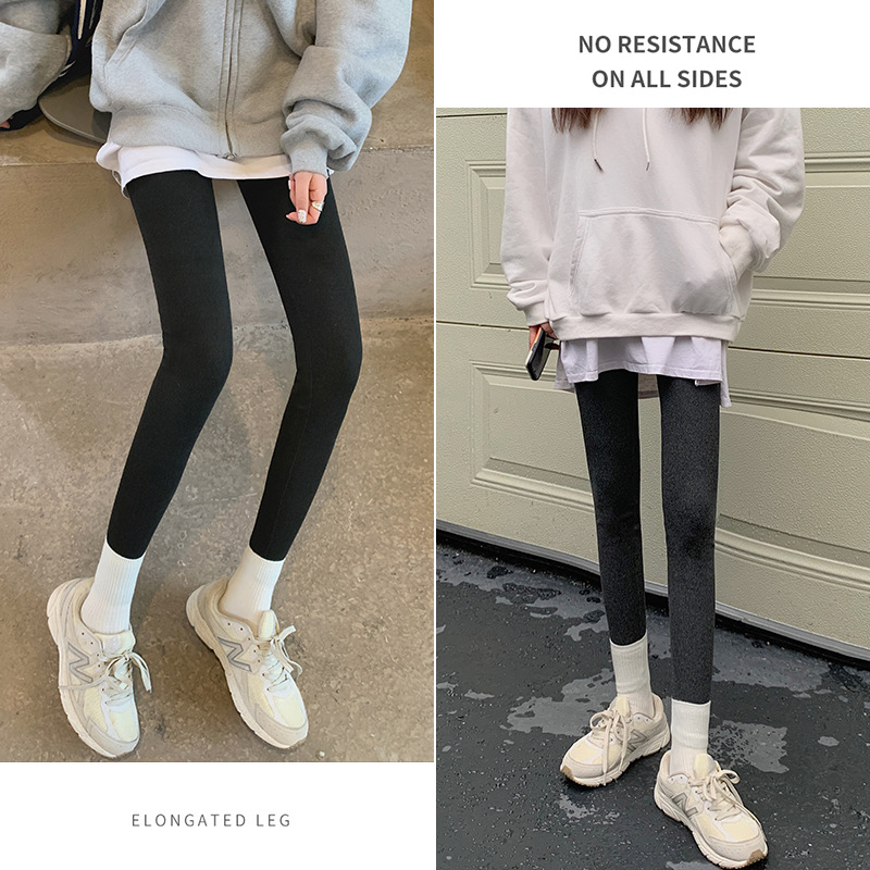 Moteriški leginsai su fliso pamušalu – termaliniai, 9/10 ilgio, siauras kirpimo, poliesteris-elastanas