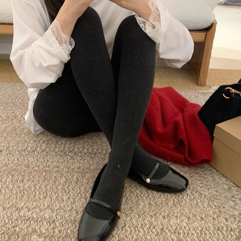 Colanți pentru femei din bumbac, 50-70% bumbac în compoziție, grosime medie, culoare solidă, cu picioare, funcție de modelare