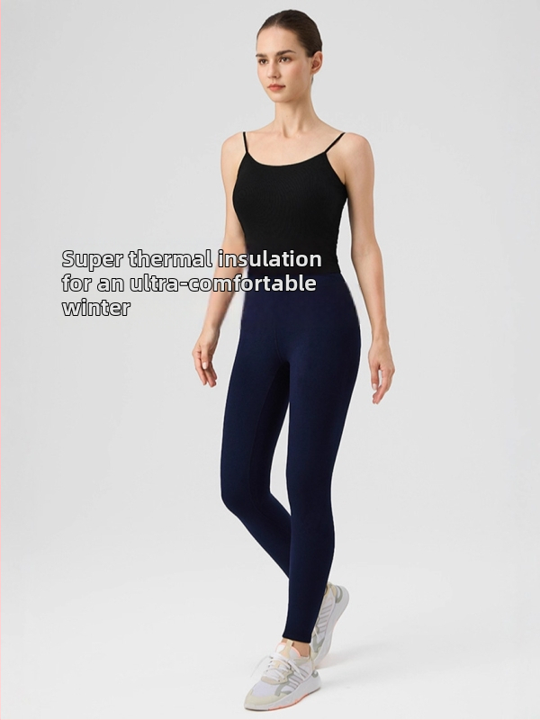 Fliso pamušalu aukštos juosmens leginsai žiemai, jogai ir treniruotėms