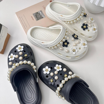 Crocs Charms – Αξεσουάρ για παπούτσια με τρύπες, σειρά Flower Pearl, Αποσπώμενο λουλούδι, Διακοσμητικό για κορδόνια, Συμβατό με σανδάλια, υφασμάτινα παπούτσια και άλλα, Hengge Mei