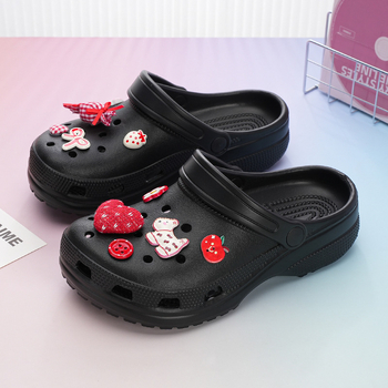 Аксесоари за пантофи с пухено сърце - отделяеми висулки, мотив цвете (за всички сезони)