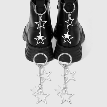 Комплект за украса на обувки: висулка с форма на звезда и синджирна верига, DIY за обувки; подходящ за спортни обувки, ботуши и ежедневни обувки