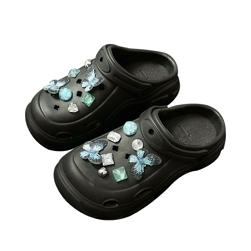 Ay0005 Išimamasis 3D grandinių dekoratyvinis užsegimas batams – tinka sandalams, kasdieniams batams ir šlepetėms; stilius drugelių sapnas; medžiagos: derva, akrilas, ABS