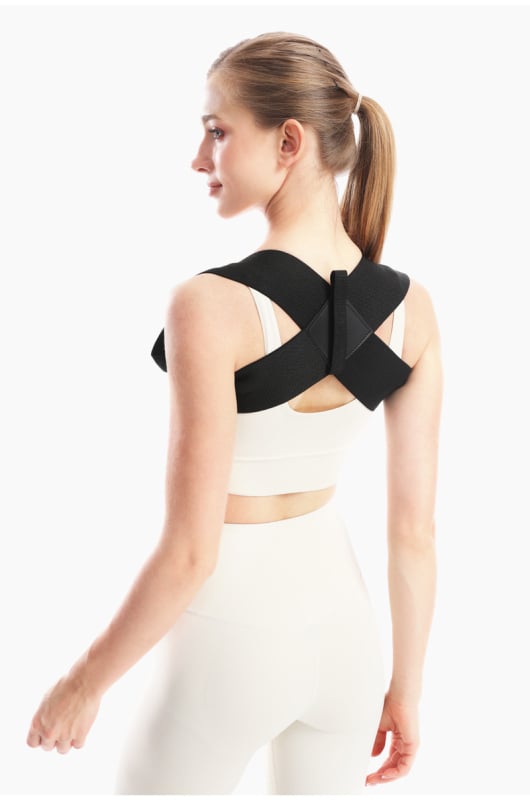 Laikysenos korektorius su atviromis pečių diržomis, elastinis suspaudimas nugarai, dalinė parama