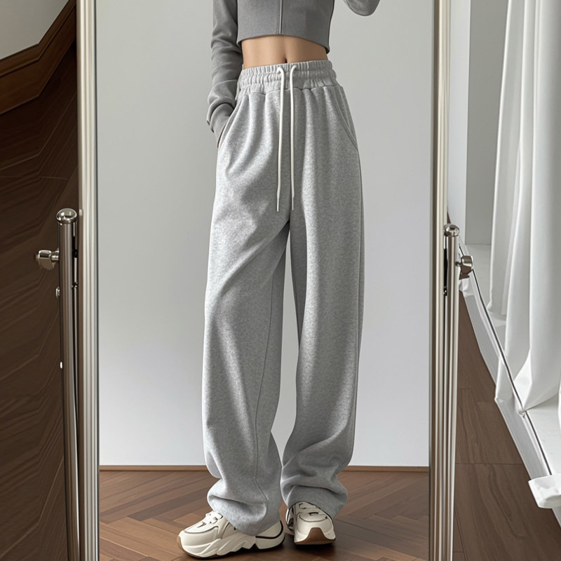 Unisex sportske hlače sa šnimom, širokog kroja, poliester, dugi, za sve sezone.