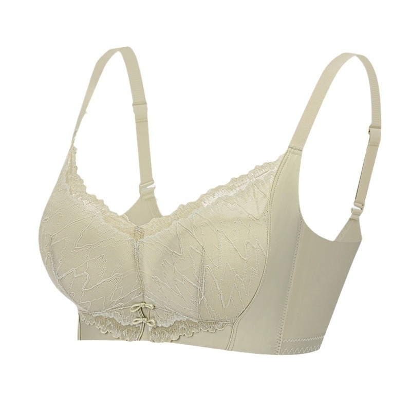 Be šoninių kaulų nėrinių liemenėlė formavimui ir pakėlimui, kvėpuojanti, 3/4 kaušelis, formuoti kaušeliai, užpakalinė sagtis su keturiais kabliukais, fiksuotos dvigubos petnešos; pagrindinis audinys: nėriniai/nylon; įdaila modal 80–90%