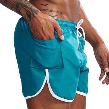 Мъжки къси панталони, дишащ полиестер, плетен материал, средна талия, 95–100% полиестер, летни спортно-ежедневни
