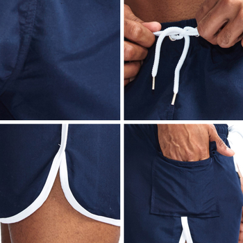 Мъжки къси панталони, дишащ полиестер, плетен материал, средна талия, 95–100% полиестер, летни спортно-ежедневни