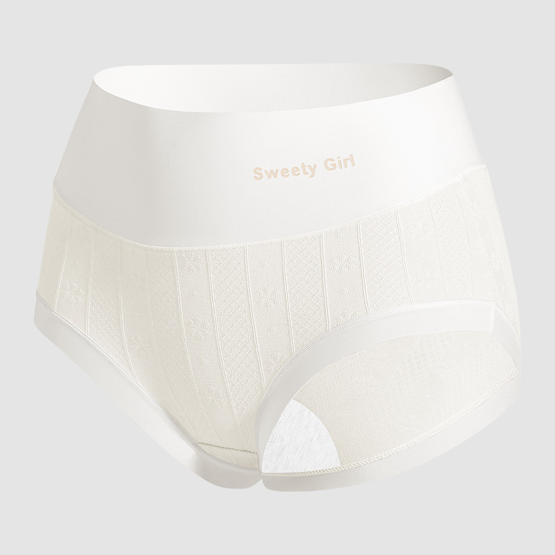 Moteriški aukštos juosmens jacquard medvilniniai kelnaitės, be matomų linijų po drabužiais, pilvo kontrole, kvėpuojančios, antibakterinės, intymi dalis 100% medvilnė