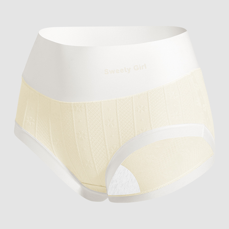 Moteriški aukštos juosmens jacquard medvilniniai kelnaitės, be matomų linijų po drabužiais, pilvo kontrole, kvėpuojančios, antibakterinės, intymi dalis 100% medvilnė