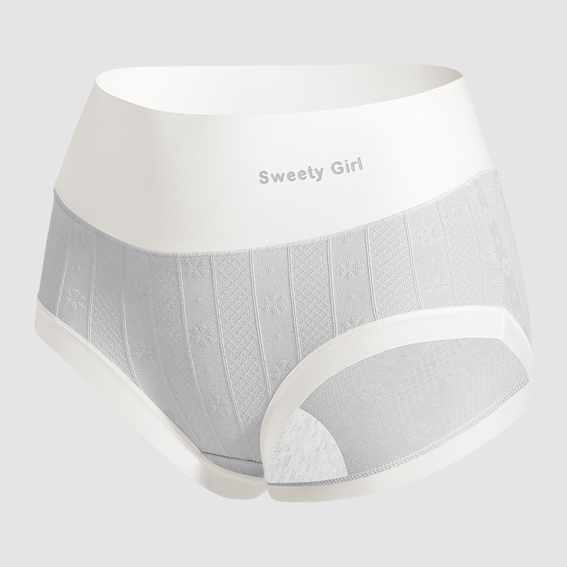 Moteriški aukštos juosmens jacquard medvilniniai kelnaitės, be matomų linijų po drabužiais, pilvo kontrole, kvėpuojančios, antibakterinės, intymi dalis 100% medvilnė