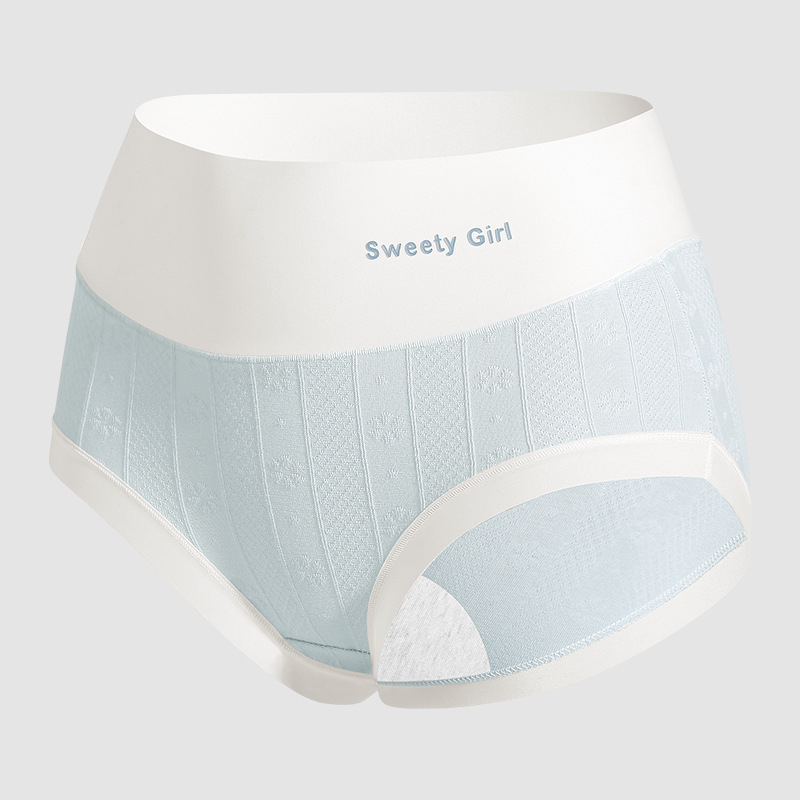 Moteriški aukštos juosmens jacquard medvilniniai kelnaitės, be matomų linijų po drabužiais, pilvo kontrole, kvėpuojančios, antibakterinės, intymi dalis 100% medvilnė