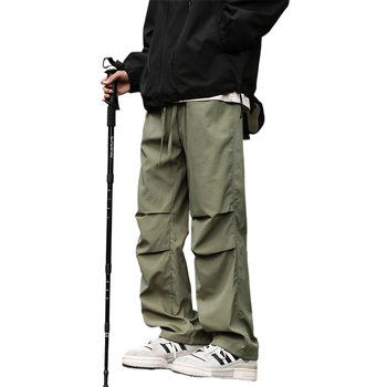 Pantaloni casual de lucru din nailon stretch, talie medie cu curea, croi liber drept, țesătură uscată rapid pentru vară, buzunare multiple