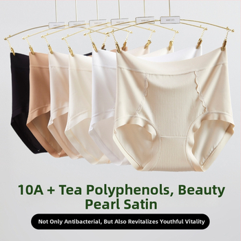 Moteriškos aukšto juosmens nailoninės kelnaitės su mulberry šilko intymiąja įdėja; kvėpuojančios, antibakterinės