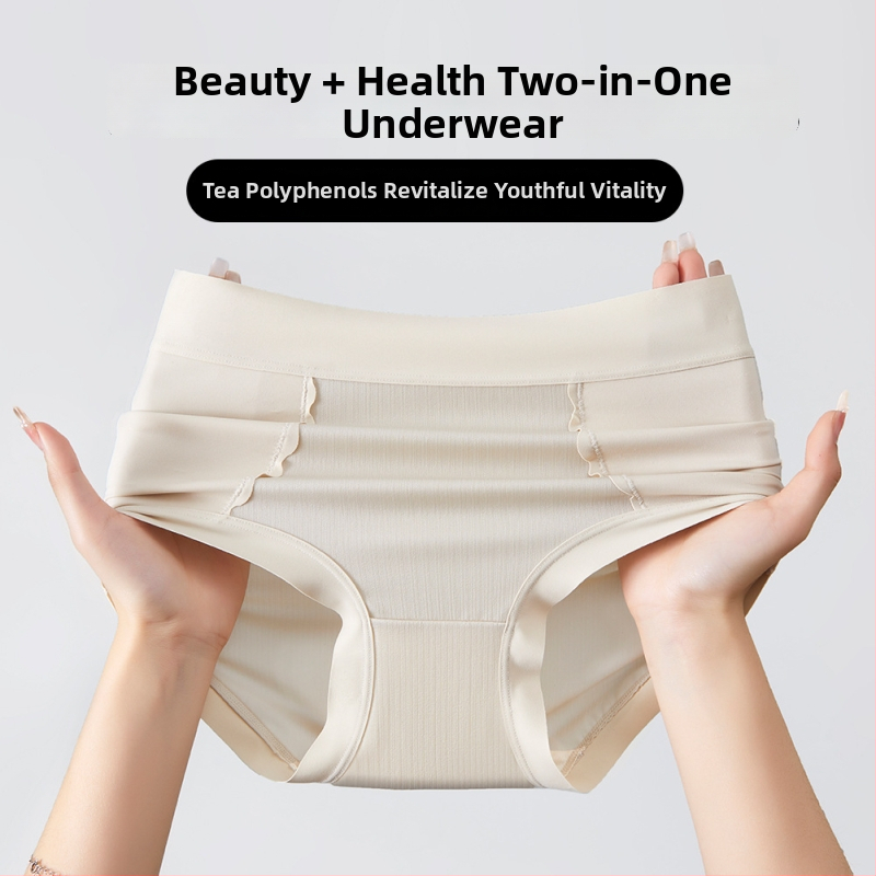 Moteriškos aukšto juosmens nailoninės kelnaitės su mulberry šilko intymiąja įdėja; kvėpuojančios, antibakterinės