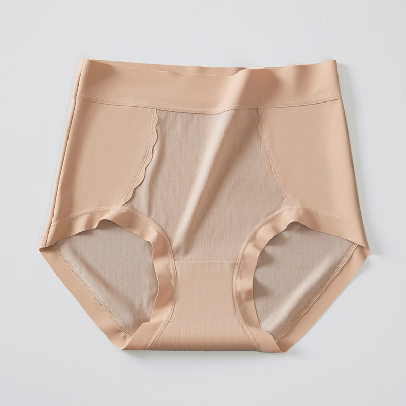 Moteriškos aukšto juosmens nailoninės kelnaitės su mulberry šilko intymiąja įdėja; kvėpuojančios, antibakterinės