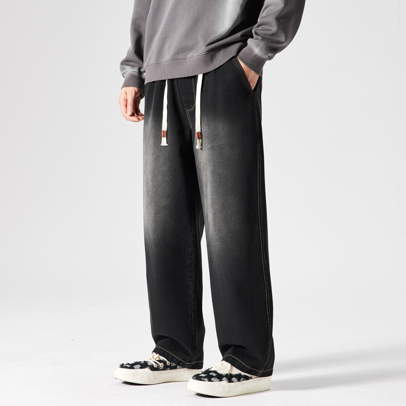 Blugi bărbați – stil vintage, croială drept, talie medie, denim cu amestec de bumbac (59,8% bumbac, 29% poliester, 11,2% vâscoză) pentru primăvară-toamnă