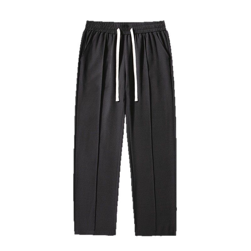 Pantaloni casual bărbați cu căptușeală fleece pentru iarnă, croială dreaptă, talie medie, șnur