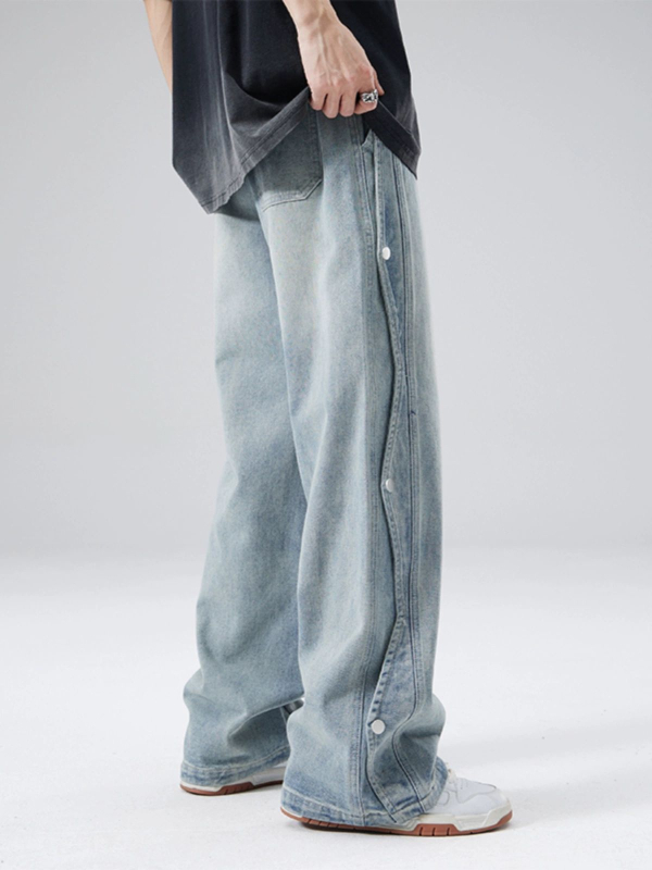 Blugi bărbați, croială lejeră, picior drept, talie medie, închidere cu șnur, lavabil, micro-elasticitate, potriviți pentru toate cele patru anotimpuri