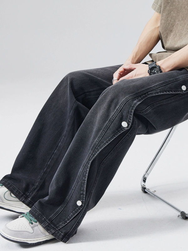 Blugi bărbați, croială lejeră, picior drept, talie medie, închidere cu șnur, lavabil, micro-elasticitate, potriviți pentru toate cele patru anotimpuri