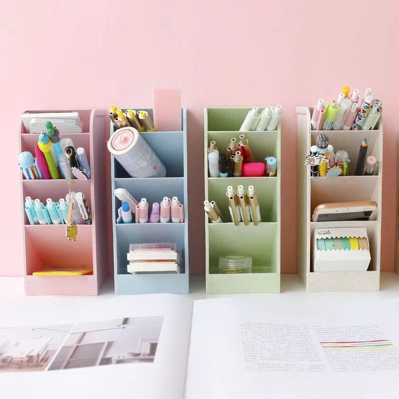 Tengxian BT-310 Plastikust ruudukujuline laua kirjutusvahendi hoidik nelja sektsiooniga kalddisainiga