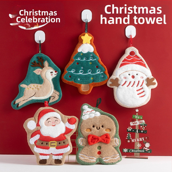 Kalėdinis kabinamas rankšluostis iš Coral Fleece, siuvinėtas 150D, 30-50 g