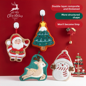 Kalėdinis kabinamas rankšluostis iš Coral Fleece, siuvinėtas 150D, 30-50 g