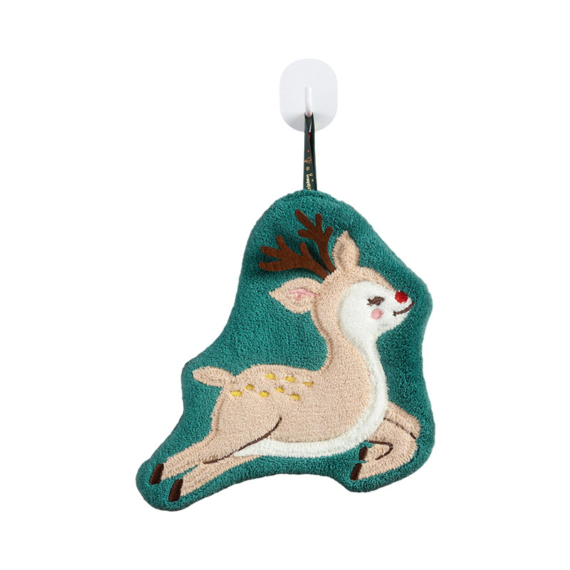 Kalėdinis kabinamas rankšluostis iš Coral Fleece, siuvinėtas 150D, 30-50 g