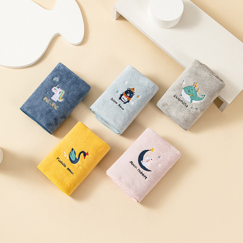 Vaikų rankšluostis iš Coral Fleece su siuvinėjimu, minkštas ir sugeriantis, veido rankšluostis, pritaikomas siuvinėjimas, 80–100 g, paprastas pynimas