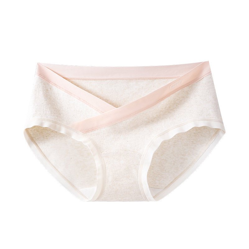 Nėščiosios apatiniai iš medvilnės, žemas juosmuo V formos kirpime, kvėpuojanti medvilnė, Jacquard mezginys