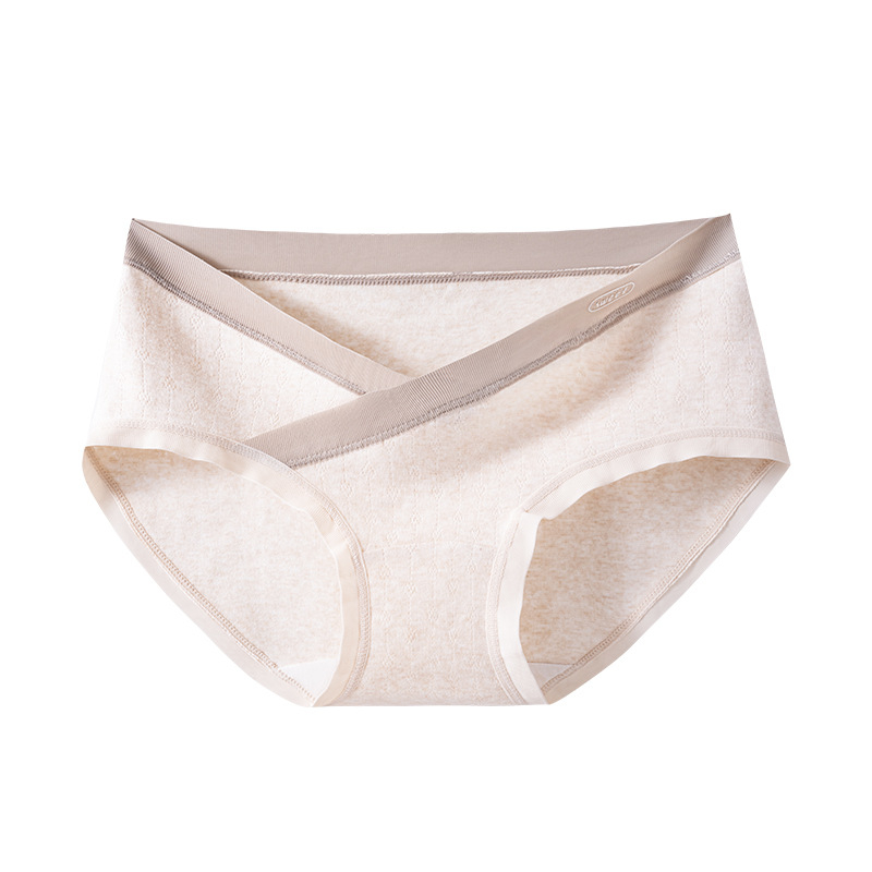 Nėščiosios apatiniai iš medvilnės, žemas juosmuo V formos kirpime, kvėpuojanti medvilnė, Jacquard mezginys