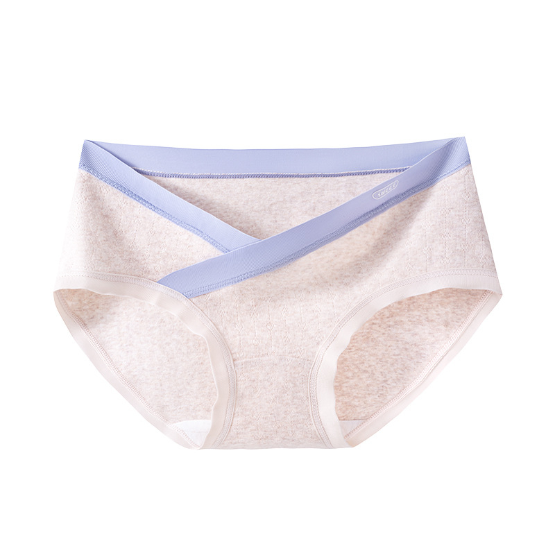 Nėščiosios apatiniai iš medvilnės, žemas juosmuo V formos kirpime, kvėpuojanti medvilnė, Jacquard mezginys