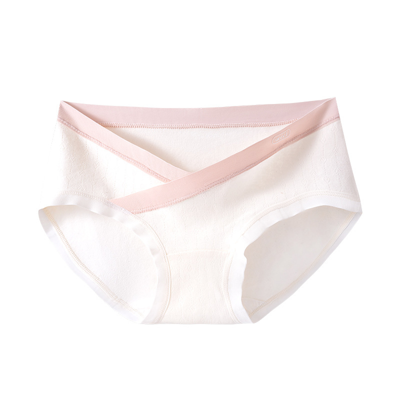 Nėščiosios apatiniai iš medvilnės, žemas juosmuo V formos kirpime, kvėpuojanti medvilnė, Jacquard mezginys