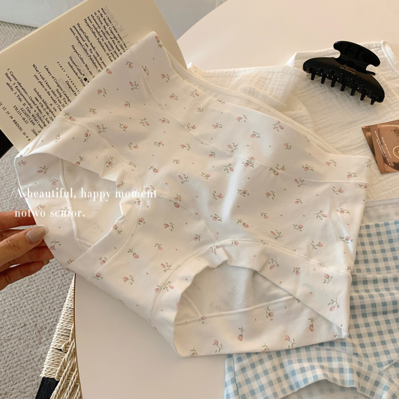 Moteriškos antibakterinės kvėpuojančios medvilninės kelnaitės su vidutiniu juosmens lygiu ir išplėstu tarpkojų zona