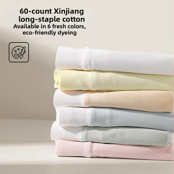 Moteriški medvilniniai apatininiai su vidutiniu juosmeniu, antibakteriniai ir kvėpuojantys; pagrindinis audinys 80–90% medvilnė; tarpinės įdėklas 100% medvilnė