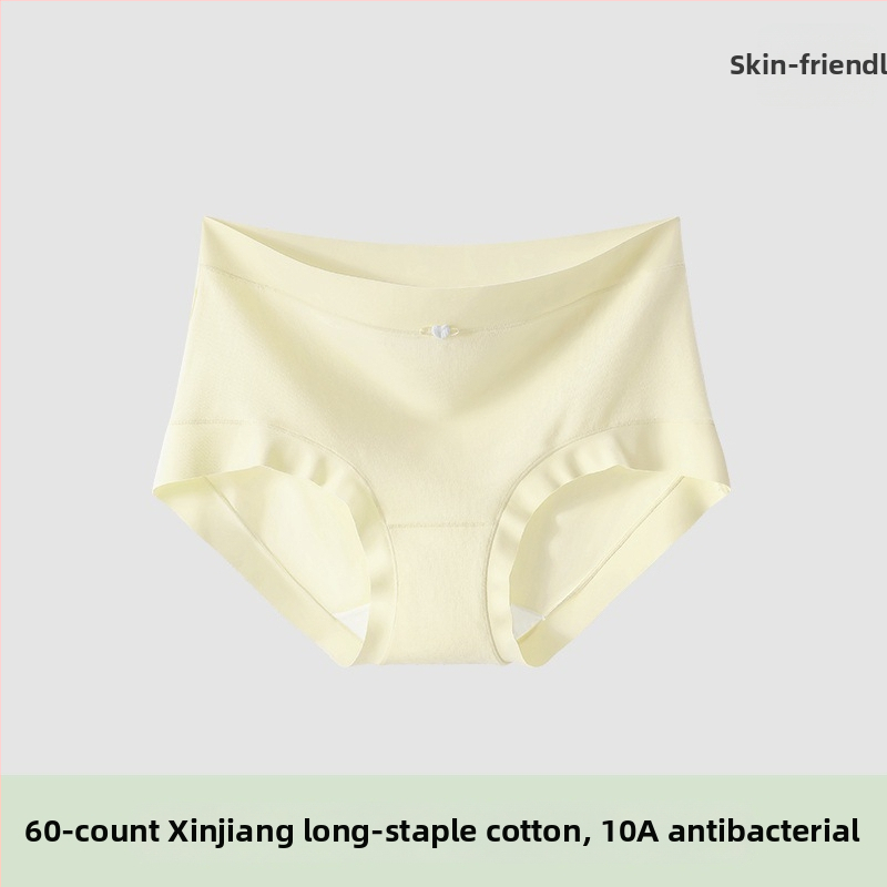 Moteriški medvilniniai apatininiai su vidutiniu juosmeniu, antibakteriniai ir kvėpuojantys; pagrindinis audinys 80–90% medvilnė; tarpinės įdėklas 100% medvilnė