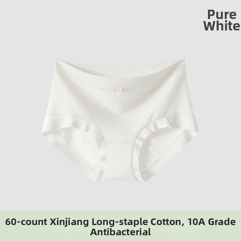 Moteriški medvilniniai apatininiai su vidutiniu juosmeniu, antibakteriniai ir kvėpuojantys; pagrindinis audinys 80–90% medvilnė; tarpinės įdėklas 100% medvilnė