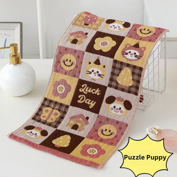 Vaikiškas rankšluostis iš 100% medvilninės gazės, Cartoon spauda, Žakardinė audinys, 50 g