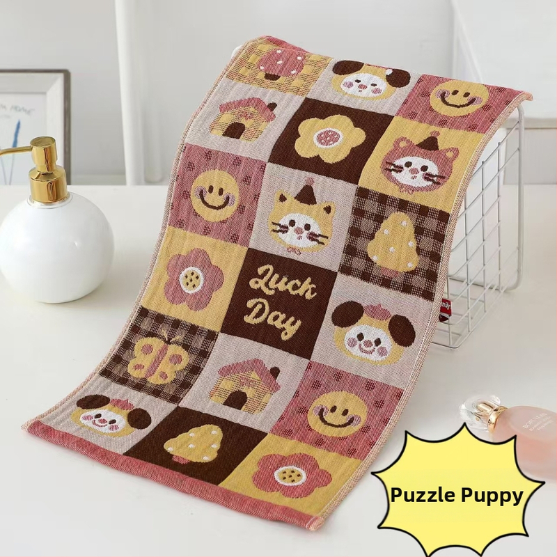 Vaikiškas rankšluostis iš 100% medvilninės gazės, Cartoon spauda, Žakardinė audinys, 50 g