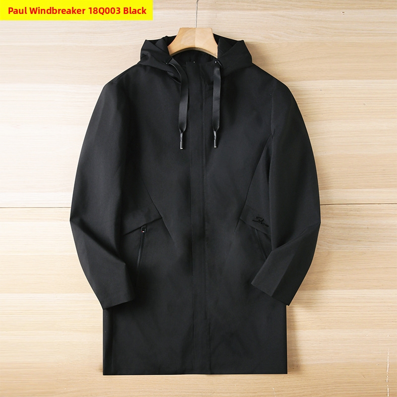 Vīriešu vidēja garuma trench jaka ar kapuci, stāvoša apkakle, rāvējslēdzēja aizdare, kabatas ar rāvējslēdzēju, poliesters, rudens