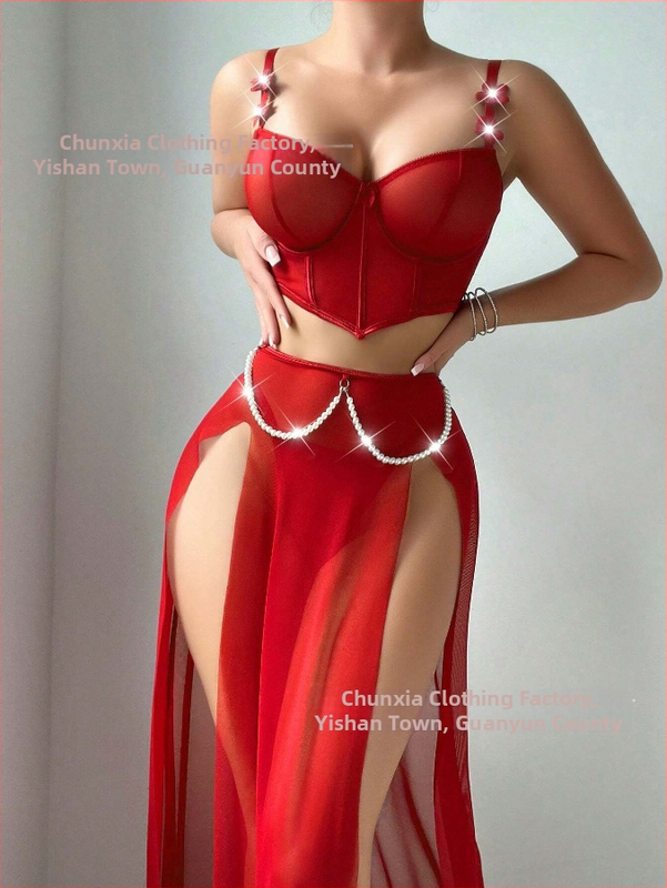 Pyžamy z sieťoviny, V výstrih, bez rukávov, polyester, priedušné