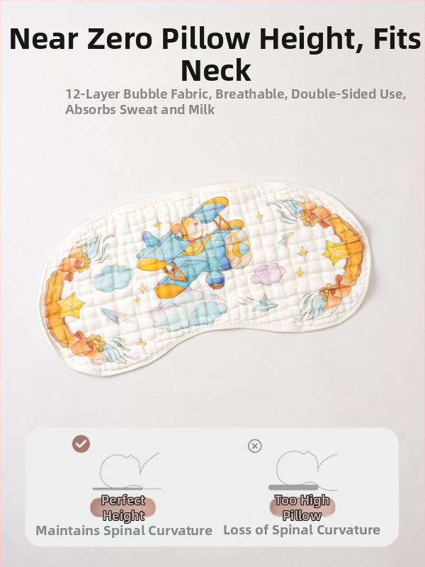 Възглавничка-облак за новородени, дишаща памучна, 12-слойна марлева възглавничка, анти-рефлукс