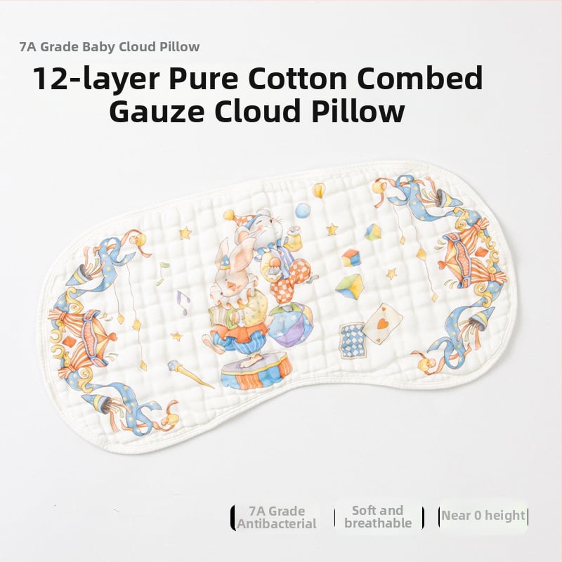 Възглавничка-облак за новородени, дишаща памучна, 12-слойна марлева възглавничка, анти-рефлукс