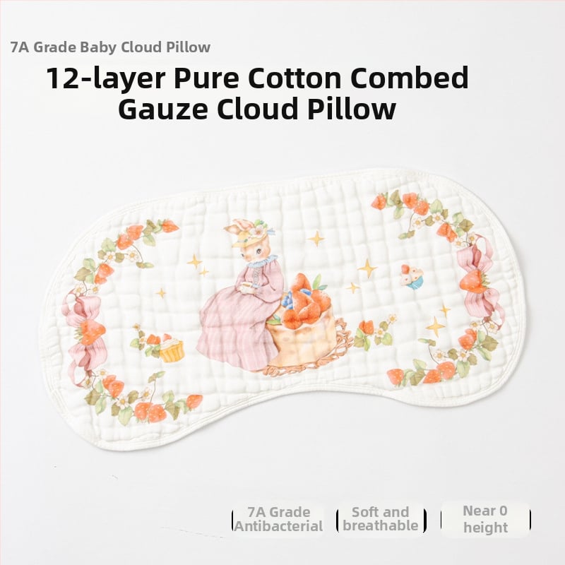 Възглавничка-облак за новородени, дишаща памучна, 12-слойна марлева възглавничка, анти-рефлукс