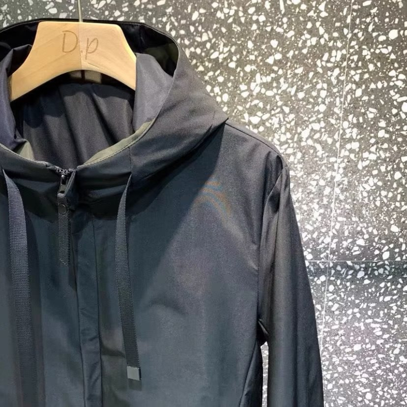 Geacă bărbătească cu glugă din bumbac, lungime obișnuită, țesătură din amestec de bumbac cu păr de iepure, căptușeală poliester, buzunare patch cu trei dimensiuni