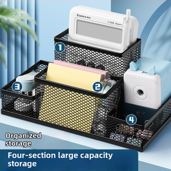 Excellent metalo rašiklio laikiklis – daugiafunkcinis stalinis organizatorius rašymo priemonėms